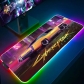 Eco-friendly Cyberpunk 2077 Glowing RGB LED Mouse Pad 4mm Thickness for Gaming Keyboard USB Anti-slip Rubber Base Desk Mat